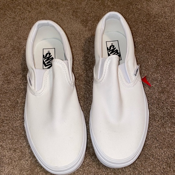Vans Shoes Nwt White Canvas Slip On Vans Poshmark